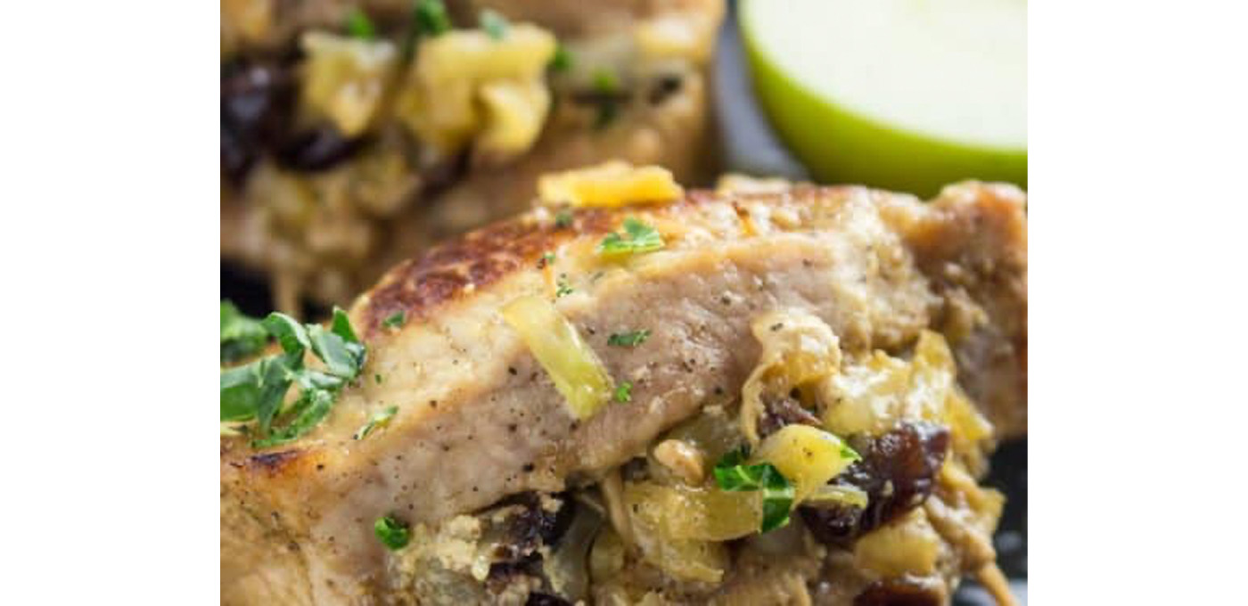 Apple Almond Stuffed Pork Chops